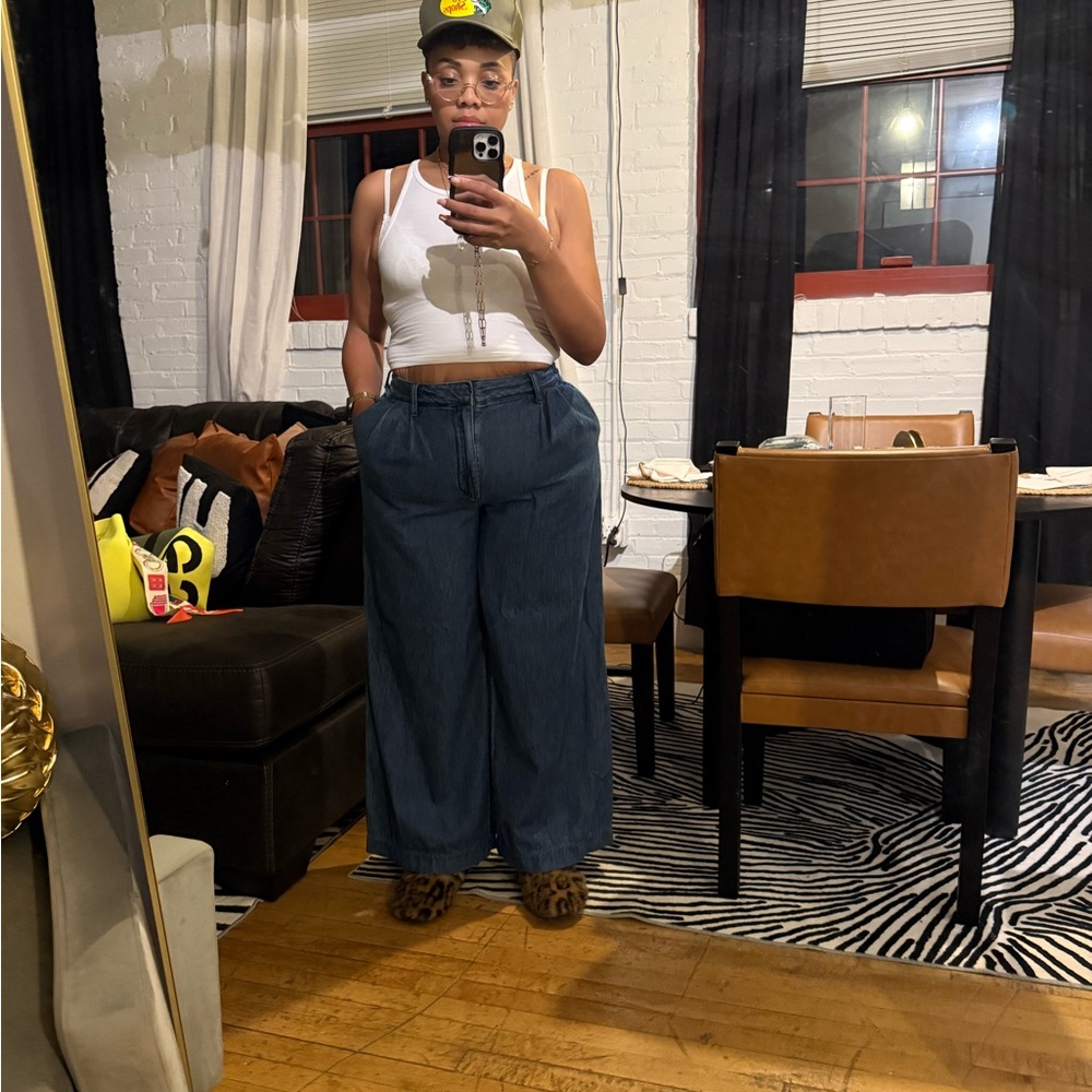 Madewell Harlow Superwide-Leg High-Rise Women’s Jeans in Dark Blue